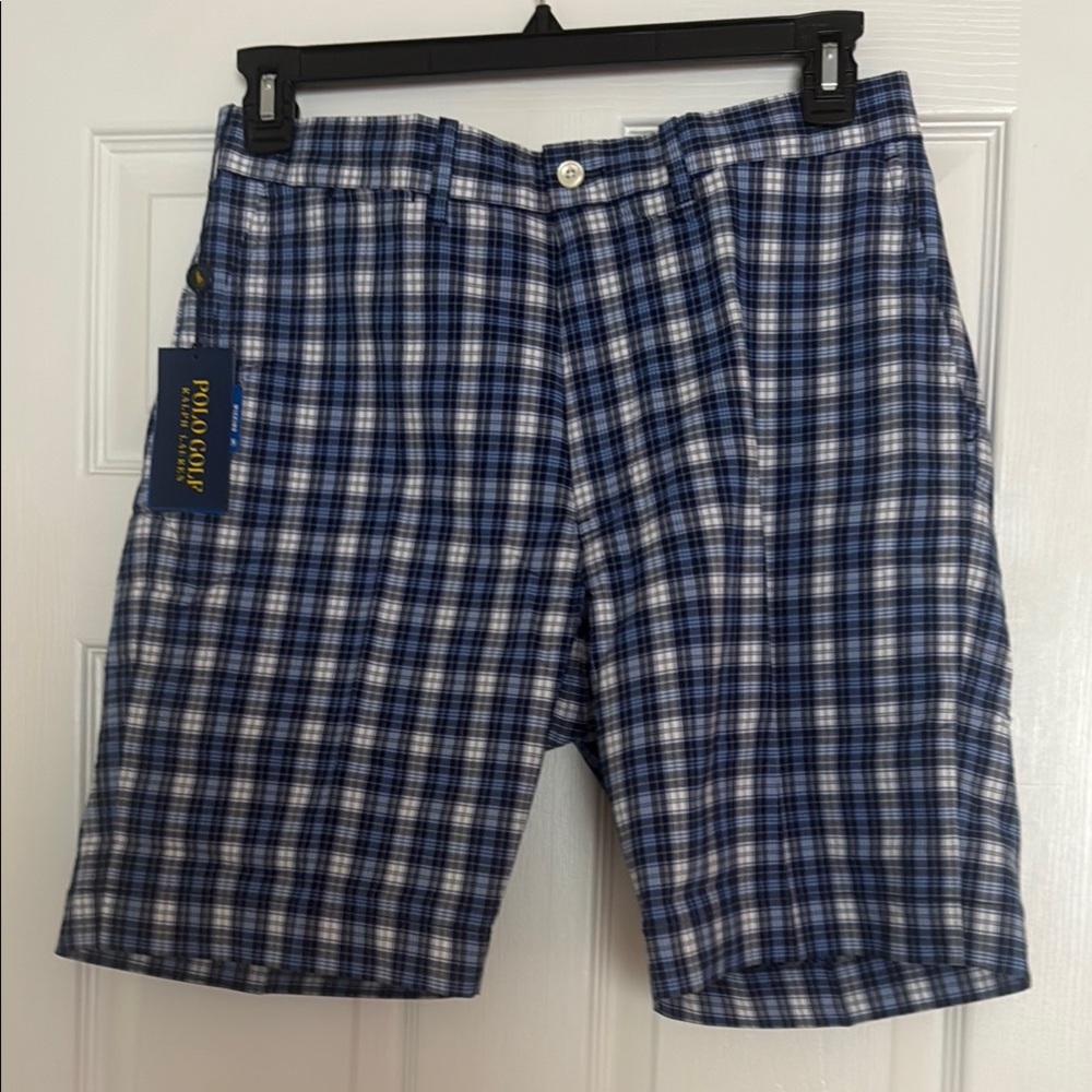 Polo Golf Blue Plaid Shorts